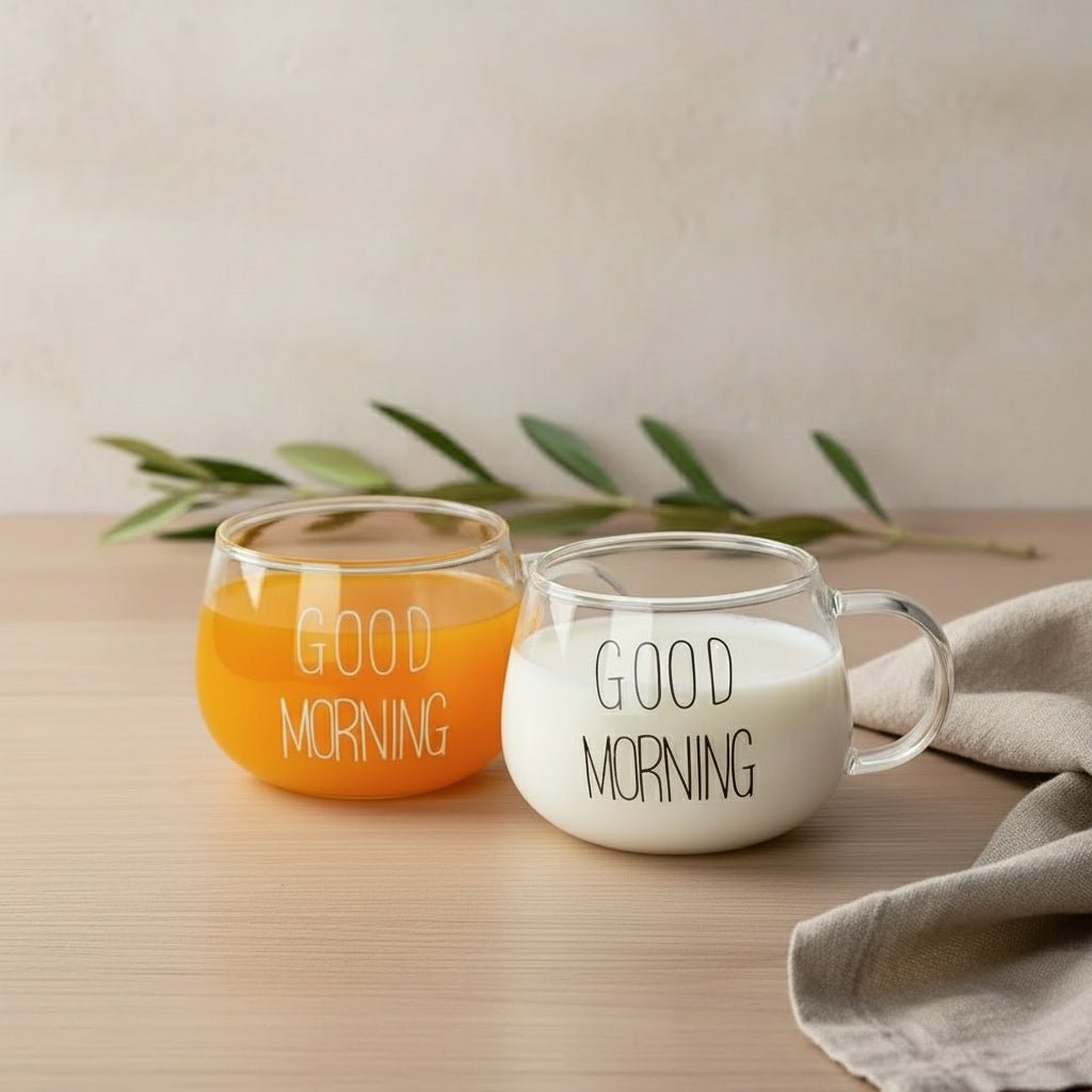 Xícara de Vidro Good Morning - Bloomelier Decor
